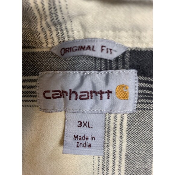 Carhartt Shacket Mens 3XL White Gray Original Fit Rugged Plaid Flannel Workwear - Picture 4 of 10